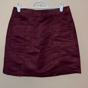 Faux Suede Mini Skirt- burgundy